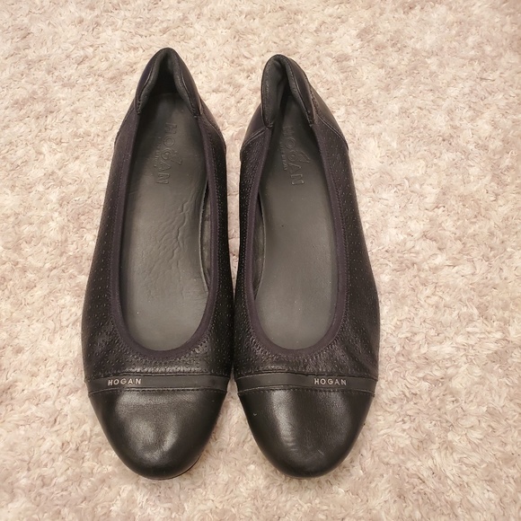 Hogan Shoes - Hogan Black Leather Ballerina Flats Size: 39